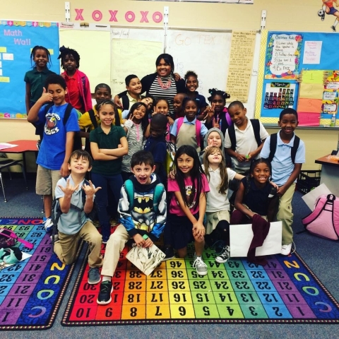 Brianna Ware with students